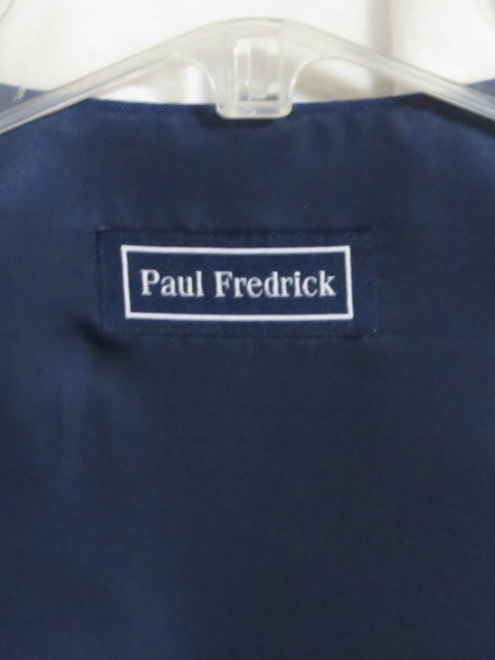NEW Men's PAUL FREDRICK Navy Blue, Beige & White Linen Vest 46T 46 T Orig $199 - Picture 4 of 4